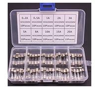 100 pièces ensemble de fusibles de Tube de verre à soufflage rapide 250V 5x20mm fusibles en verre à soufflage rapide 0.2 0.5 1 2 3 5 8 10 15 20A Kit d'assortiment d'ampères Câblage de protection (Col