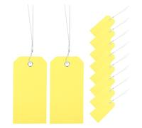 100 Pièces Étiquettes de Transport en PVC Jaune, avec Fil de Fer | Surface Lisse et Œillets Métalliques Renforcés, pour Valises, Paquet, Rayonnages et Repérage Rapide