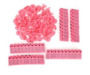100 Pièces étiquettes D'oreille pour Animaux de Ferme Carte D'identification de Boucle D'oreille en Plastique pour Chèvres Moutons Bovins Vaches Porcs[Rose] Matériel de manutention du bétail