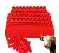 100 pièces étiquettes d'oreille vierges pour bovins grandes, étiquettes d'oreille vierges en PE pour identification des animaux de bétail pour bovins, chevaux, porcs, chèvres et moutons rouge 100pcs