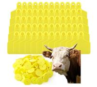 100 pièces étiquettes d'oreille vierges pour bovins grandes, étiquettes d'oreille vierges en PE pour identification des animaux de bétail pour bovins, chevaux, porcs, chèvres et moutons yellow 100pcs