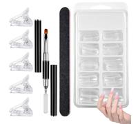 100 Pièces Faux Ongles Conseils de Extension, Faux Popit Ongle Set avec 5pcs Nail Tips Clip, 1pcs Brosse à Double Extrémité et Limes à Ongles, Réutilisable, pour Salon de Manucure et Nail Art Diy