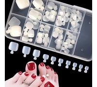 100 Pièces Faux Ongles de Pied en 10 Tailles Faux Ongles d'Orteil Ongle d'Orteil de Faux Ongles d'Orteil Transparents avec Boîte pour Salons(10 Tailles, Colore naturale)