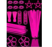 100 pièces - Faveurs de fête de bâtons lumineux pour adultes : 50 pièces Ensemble de fête de bâtons lumineux rose et collier lumineux, boule de fleurs, verre lumineux et connecteur de bracelet triple/