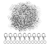 100 Pièces Fermoir Collier Acier Inoxydable,Fermoir À Homard Fermeture Collier Bijoux et 400 pcs Anneaux de Saut Ouvertde 6 mm Pour colliers, bracelets,fabrication de bijoux