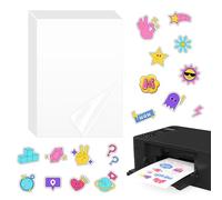 100 Pièces Feuille Papier Transparent Autocollant Imprimante Kit, Papier Stickers Imprimante Imprimable Waterproof, pour Imprimante Laser Papier Collant Transparent