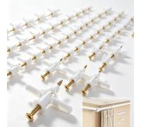 100 Pièces Fixations pour Plaques Plâtre (50 Chevilles Murales et 50 Vis Placo), Fixations Murales Creuses, Cheville Brique Creuse Forme Papillon, Cheville Parpaing Creux Forme D'Avion