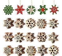 100 Pièces Flocon de Neige en Bois de Noël Découpes de Flocon de Neige en Bois Non Finies Embellissements de Flocons de Neige Évidés Ornements Suspendus de Sapin de Noël avec Cordon(2 Pouces)
