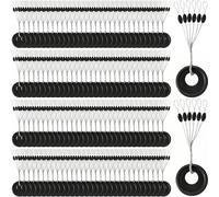 100 pièces Flotteurs de pêche en caoutchouc, billes ovales noires, accessoires de terminaison pour la pêche en eau douce et salée, 3 tailles Taille S,Taille M,Taille LCaoutchouc
