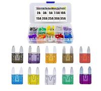 100 pièces fusibles de voiture petits Mini fusibles à lame automatique 2A 3A 5A 7.5A 10A 15A 20A 25A 30A 35A AMP assortiment dans une boîte de rangement Câblage de protection (Color : 50 Pcs in Box)
