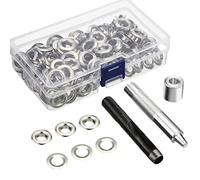100 Pieces Grommets Eyelets, 12 mm Trousse à œillets, Outils Metal Ensembles Oeillets, Postuler à pour Baches pour Couture Toile Bâche Tente de Réparation(Argent)