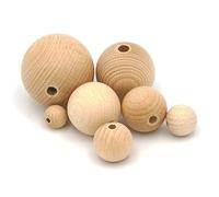 100 pièces JOWE® Boules en bois de hêtre avec perçage, Diamètre 15 mm - Bille en bois made in Austria