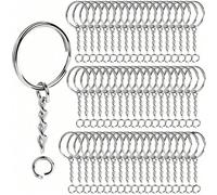 100 pièces Kit de fabrication de porte-clés - Set complet comprenant 50 porte-clés et 50 anneaux de connexion Taille UniqueAcier inoxydable