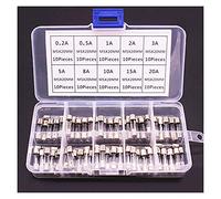 100 pièces/lot ensemble Kit 5x20mm fusible Kits assortis bricolage Tube de verre à soufflage rapide fusibles en verre à soufflage rapide 0.2A-20A Câblage de protection