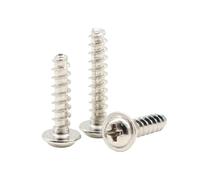 100 Pièces M3-M4 PWB-type Vis autoforantes à tête bombée fendue cruciforme avec collier à extrémité fendue en acier au carbone, nickelée, M3x18mm(100 pièces)