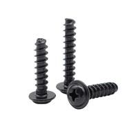 100 Pièces M3-M4 PWB-type Vis autoforantes à tête bombée fendue cruciforme avec collier à extrémité fendue en acier au carbone noir, M3x18mm(100 pièces)