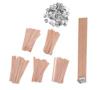 100 Pièces Mèche pour Bougie en Bois Naturel 13x130mm avec Base Carrée en Métal, Meches Bougies Crépitantes pour Fabrication de Bougies Maison, Kit Bougie Compatible avec Cire Soja et Paraffine