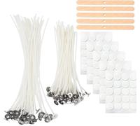 100 Pièces Mèches pour Bougies, Mèche de Bougie en Coton Naturel Pré Ciré Candle Wick 10 cm et 15 cm pour Fabrication de Bougie Parfumée DIY