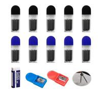 100 Pièces Mine Compas 2MM, Ensemble De Recharges De Mine De Compas Professionnelles Gomme et 2 Taille Crayons Inclus Accessoires Dessin Technique Géométrie et Mathématiques pour Création de Dessin