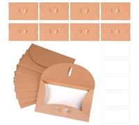 100 Pièces Mini Enveloppe avec 100 Cartes Vierges, 10 × 6cm Mini Enveloppes avec Fermeture Coeur, Kraft Petite Enveloppe Vintage pour Cartes Cadeaux, Bricolage, Graffiti, Festival, Carte Vœux