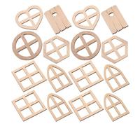 100 Pièces Mini Fenêtre de Fée en Bois, Décor Rustique | Surface Brute Lisse, Finition Bois Beige, pour Maisons de Fées, Vitrines et Jardins Miniatures