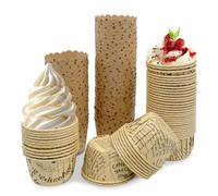 100 Pièces Moules en Papier à Cupcake et Muffins, Caissettes Cupcake, Mini Muffins Papier Moules à Cupcakes, pour Mariage, Anniversaire, Fête, Marron, 2 Styles