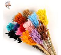 100 pièces naturel lapin queue de lapin herbe vraie fleur séchée décor à la maison Bouquet coloré Lagurus Ovatus mariage Arrangement Floral Deep Purple