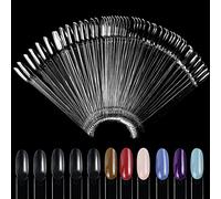 100 Pièces Nuancier Ongle, Nail Tips Art Présentoir, Transparent Présentoir Faux Ongles Couleur Maquillage Vernis à Ongles pour nail art Pratiquer des modèles, Ovale