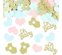100 Pieces Oh Baby Confettis de décoration, Confettis de table pour Baby Shower, Confetts de paillettes bleu rose pour bébé, pour sacs cadeaux, DIY, Reveal Gender