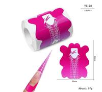 100 Pièces Ongles Art Uv Gel Conseils Extension Constructeur Forme Acrylique Français Imprimé Pointe D'ongle Extension Pochoir Autocollants Pour Outil De Manucure - Type Yc 28 #A