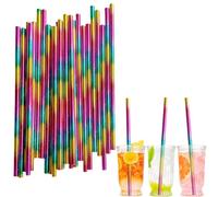 100 pièces Pailles Carton Jetables Biodégradable Recyclable,Mélange Arc-en-ciel Pailles en Papier Kraft de Écologique pour Cocktail Jus Café Smoothie,pour Anniversaire, Mariage, Noël,Douche de Bébé