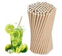 100 Pieces Pailles Jetables Kraft, Pailles Biodégradables, 20cm × 6mm Pailles à Cocktail en Papier Kraft, Paille en Papier Brun, pour Boire, Cocktail, Café, Restaurant, Célébration et Fête (Brun)