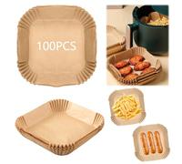 100 Pièces Papier Cuisson Air Fryer,18x18 cm Papier Cuisson air Fryer Carré,papier Sulfurisé pour Air fryer,Papiers airs fryers Jetable,Food-Grade BPA Gratuit papiers Carré,pour Friteuse à Airs Chaud