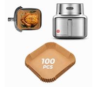 100 Pièces Papier Cuisson Air Fryer Accessoires pour Cosori Iconic Single 7-in-1 6,2L Friteuse Sans Huile, 20x20cm Antiadhésive Disposable Papier Sulfurisé Pour COSORI AirFryer CAF-SE601S-CEU