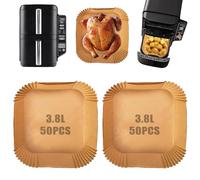 100 Pièces Papier Cuisson Air Fryer pour Ninja Double Stack Air Fryer SL300EU, Accessoires Air Fryer pour Ninja Double Stack 7,6l SL300EU, Plat Air Fryer Ninja, Moule Air Fryer