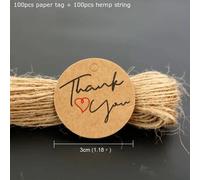 100 Pièces Papier Étiquettes Cadeaux Sirène Fête Alpaga Lama Horseshoe Merci Kraft Étiquettes Volantes De Papier De Mariage Cartes Fait Main Étiquettes En Papier - Type Heart Thank You
