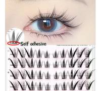 100 pièces/paquet Faux cils naturels à neuf queues auto-adhésifs, conception segmentée en poils de lapin facile pour les débutants, aspect naturel, allongeant le regard et donnant un volume élevé, bou