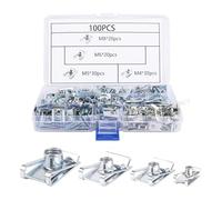 100 pièces par paquet U-Clip et de Vis de Fixation, Clip Fixation Voiture écrous, Vis de Carrosserie et U-Clip, M4, M5, M6, M8, Kit de vis pour panneau de porte intérieure de voiture