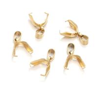 100 pièces pendentif à breloque en acier inoxydable pince fermoirs Bail for collier connecteur bijoux bricoler soi-même faisant des accessoires pour Collier(Gold,11x17mm)