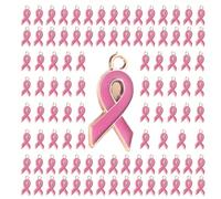 100 Pièces Pendentif De Sensibilisation À Breloque En Ruban Léger Bricolage Fabrication Bijoux Perles Breloque Pendentif Espoir Composants D'embellissements En Forme Coeur Pour La Fabrication