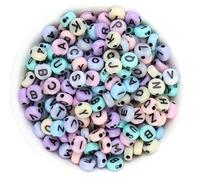 100 pièces perles d'alphabet à effet de lavage perles entretoises numériques en vrac lettre perles acryliques pour la fabrication de bijoux Bracelet à bricoler soi-même fait à la mainOpération facile