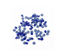 100 Pièces Perles Plates Rondes Mauvais Œil Bleues en Résine | Kit Fabrication Bijoux, Charmes Créatifs pour Colliers et Bracelets, Usage Loisirs Créatifs, Lot Pratique