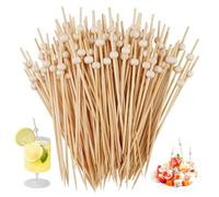 100 Pièces Pics Aperitif, 12cm Brochette Aperitifs, Cocktail Sticks de Perles Rondes, Cure-Dents Fantaisie pour Apéritifs, Pique Aperitif Bambou pour Fingerfood, Snacks, Déco Charcuterie, Sandwich