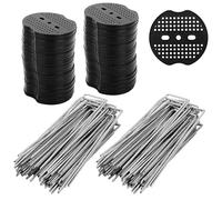 100 Pièces Piquets de Jardin avec 100 Rondelles,Garden Pegs Piquets de Fixation en Acier Galvanisé pour Le Jardin, Le Paillis et Le Gazon Artificiel,Fixation des tuyaux,150x40mm Ø 2.5mm