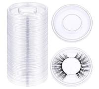 100 Pièces Plateau de Faux Cils Rond Transparent Plateaux de Faux Cils en Plastique Transparent Couvercle pour Étui de Rangement pour Faux Cils Boîte de Support Vide Boîte Cosmétique