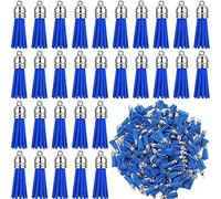 100 PièCes Porte-CléS Glands Faux Cuir SuéDé Gland Pendentifs Porte-CléS DéCoration pour Bricolage Artisanat Faisant des Fournitures (Bleu)