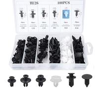 100 Pièces Rivet Clips Plastique Voiture Universel, 6 Taille Clips de Retenue de Voiture Fixations Outils, Clips d'Aile en Plastique pour Pare-chocs Porte de Voiture Fender Push Kit de Remplacement