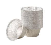 100 pièces rondes 6,8 x 2 cm plateaux jetables en aluminium pour pots en aluminium, plateaux à rôtir, conteneurs pour la cuisson, la cuisson, le stockage des aliments congelés