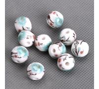 100 pièces rondes 6mm 8mm 10mm 12mm motifs de fleurs en céramique porcelaine perles d'espacement en vrac Lot pour la fabrication de bijoux Bracelet à bricoler soi-même