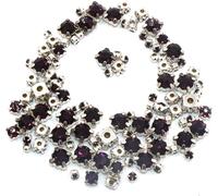 , 100 pièces/sac, différentes tailles, pierres en cristal de verre, perles en vrac for vêtements, sertissage de griffes argentées, strass à coudre, robe de mariée DIY(Deep Purple)